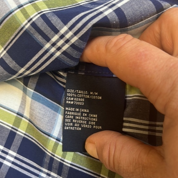 Men’s Bluenotes Green and Blue Plaid Collared Button Down Shirt.  Size Medium - Picture 11 of 12